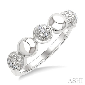 1/20 Ctw Bold Bead Design Single Cut Diamond Fashion Ring in Sterling Silver